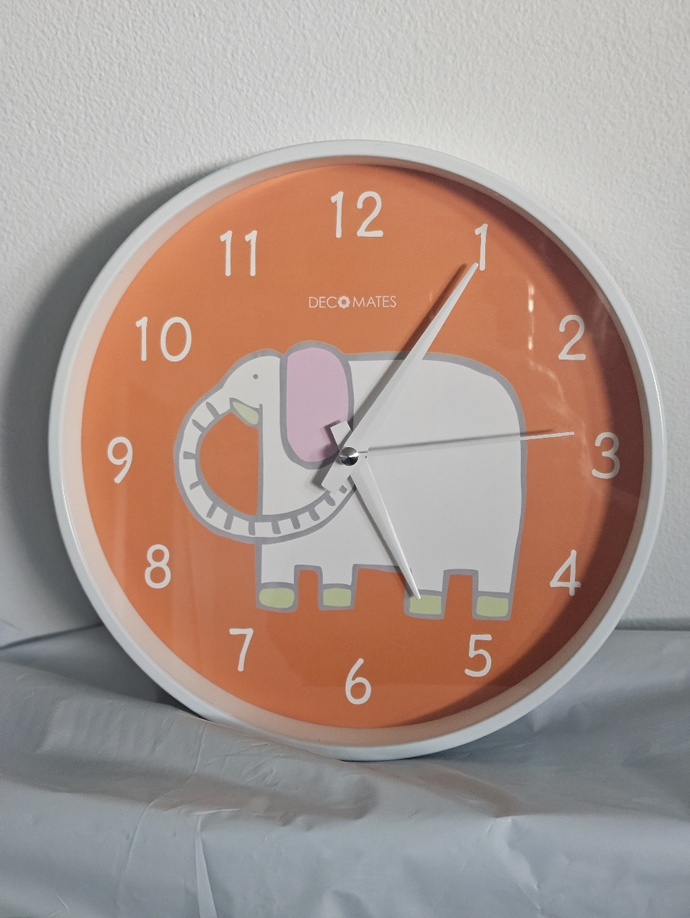 Children's Unique Silent Ticking Orange Elephant Wall Clock